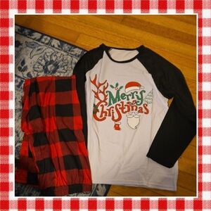 Nwt Womens Christmas Pajamas Set - Black, Red, White Size Medium